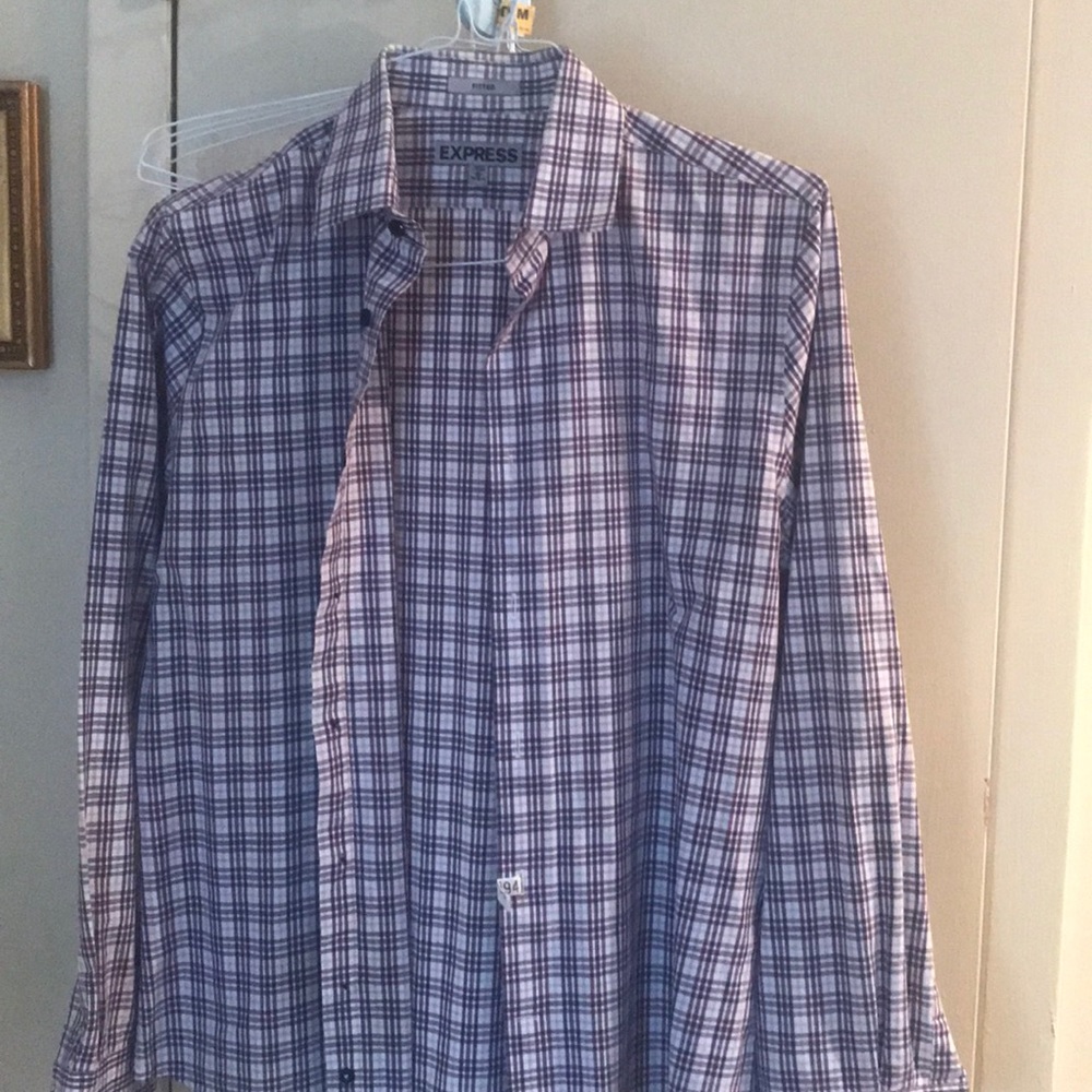 Express m men’s purple and white fitted shirt